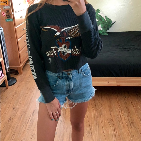 sold // vtg harley davidson crop long sleeve - Picture 2 of 8